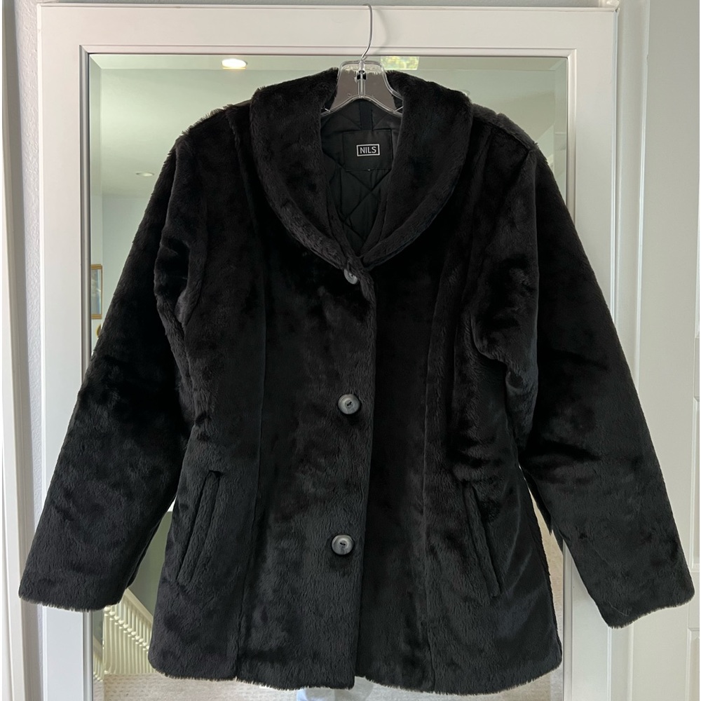 Winter Button Down Solid Black Jacket - image 1